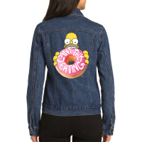 The Simpsons Homer Can't Talk Eating Donut Ladies Denim Jacket | Artistshot