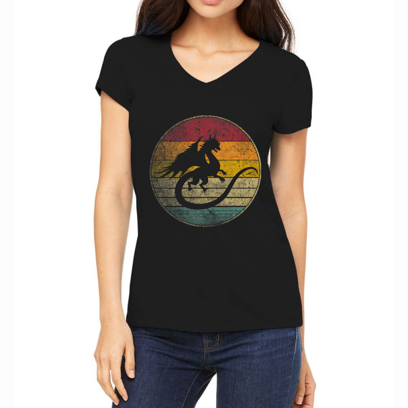 Dragon Gift Retro Style Vintage Funny 70s 80s 90s  Women's V-Neck T-Shirt by whoretacarpal | Artistshot