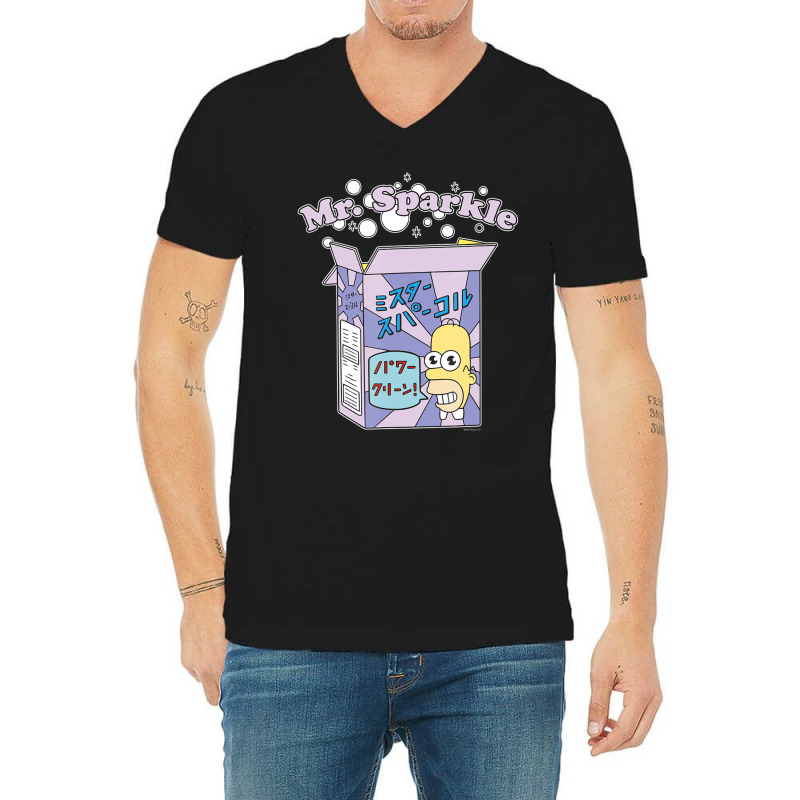 The Simpsons Homer Mr. Sparkle Kanji Box Bubbles V V-Neck Tee by longdanouj | Artistshot