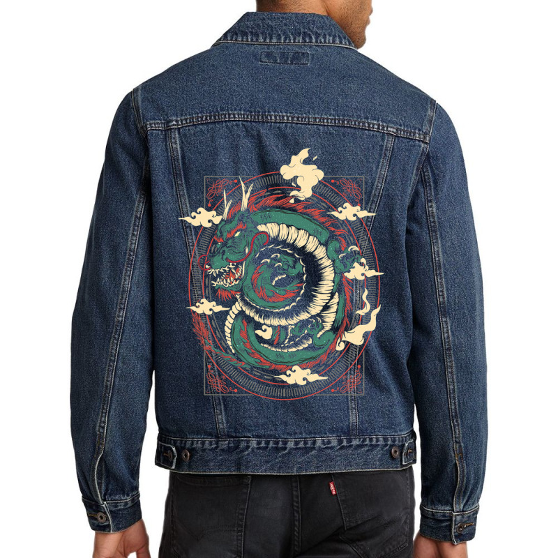 Japanese Dragon Warrior Samurai Kanji Mask Men Denim Jacket by whoretacarpal | Artistshot