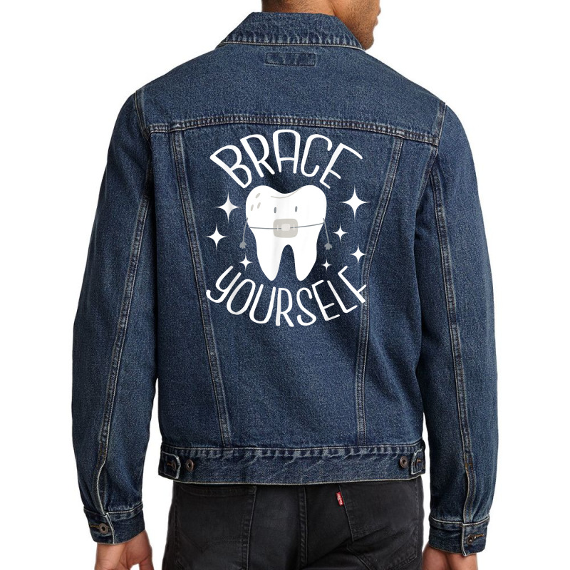 Brace Yourself   Dental Orthodontist Orthodontic H Men Denim Jacket | Artistshot