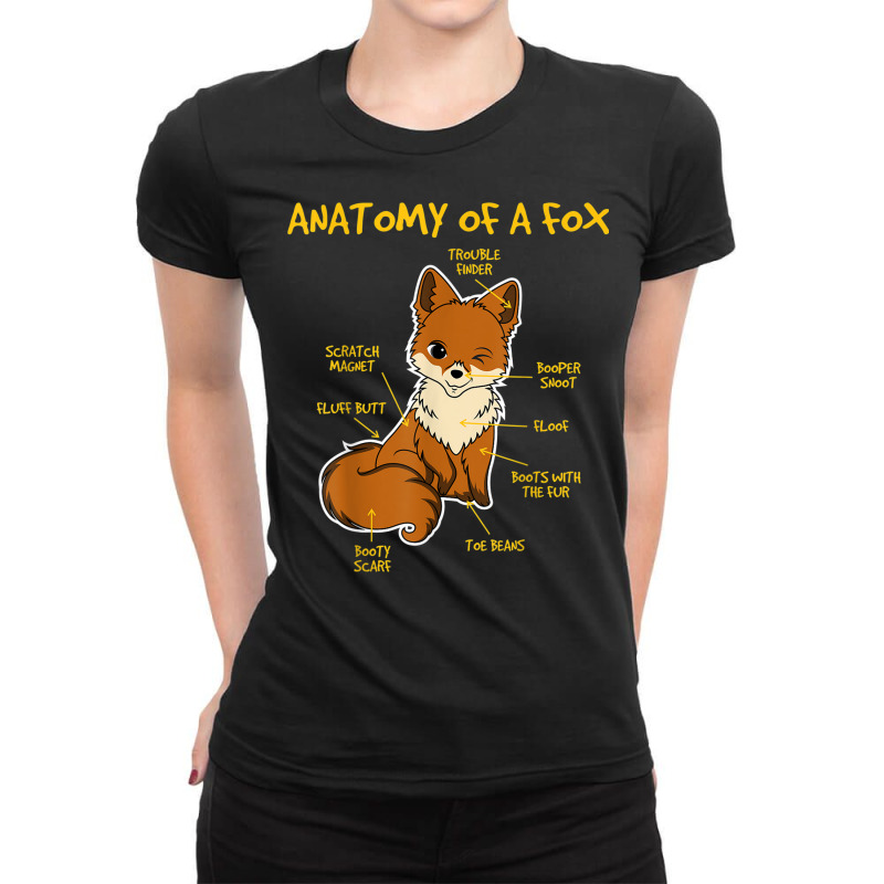 Funny Anatomy Of A Fox, Cute Funny Animal Lover, F Ladies Fitted T-Shirt by bonne | Artistshot