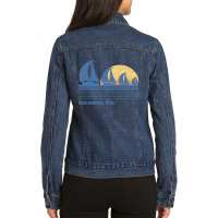 Sarasota Fl Sailboat  Vintage 80s Sunset Ladies Denim Jacket | Artistshot