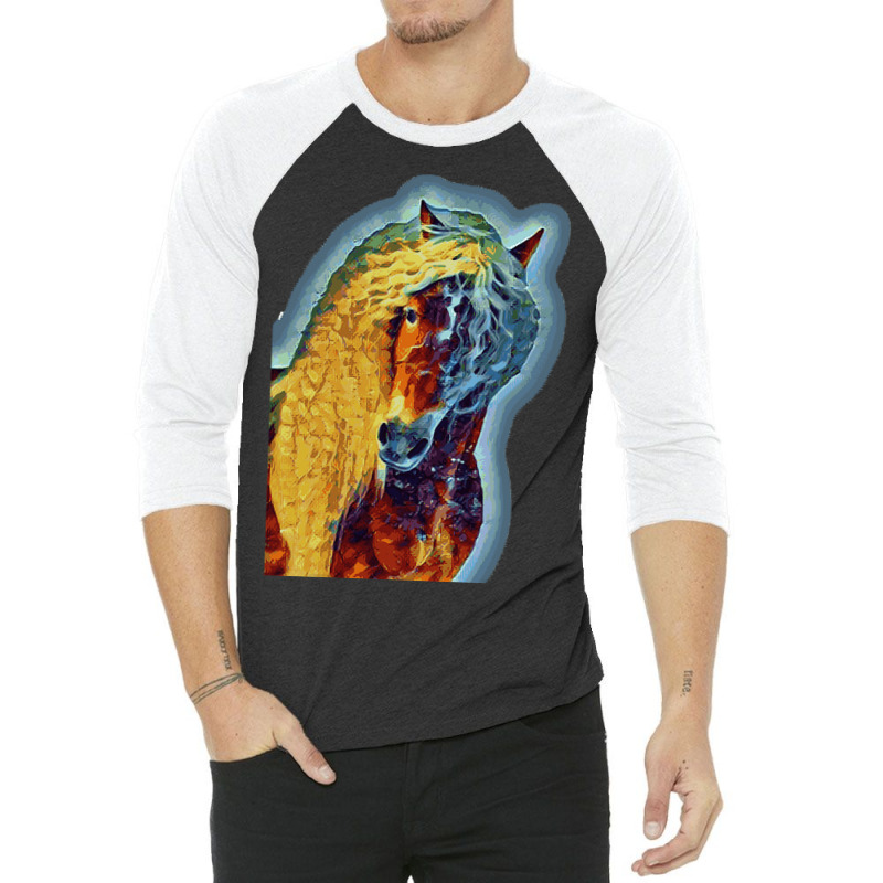 Haflinger Horse Portrait 3/4 Sleeve Shirt | Artistshot