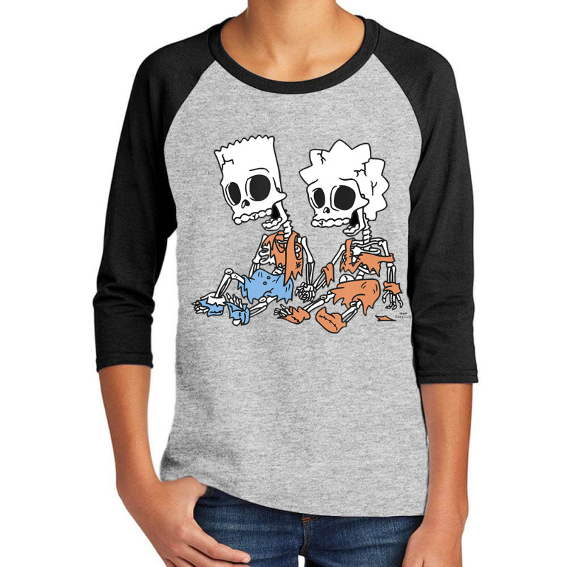 The Simpsons Bart & Lisa Skeletons Youth 3/4 Sleeve by longdanouj | Artistshot