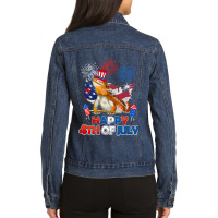 Bearded Dragon American Flag Fireworks Happy 4th O Ladies Denim Jacket | Artistshot