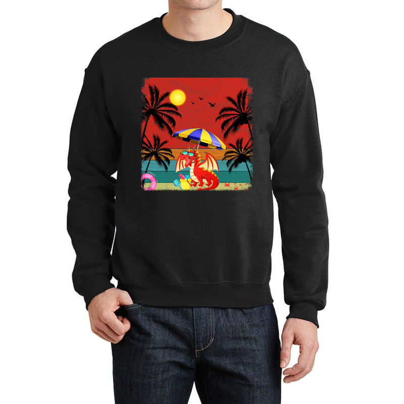 Beach Coconut Tree Retro Graphic Dragon Lover Summ Crewneck Sweatshirt by whoretacarpal | Artistshot