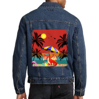 Beach Coconut Tree Retro Graphic Dragon Lover Summ Men Denim Jacket | Artistshot