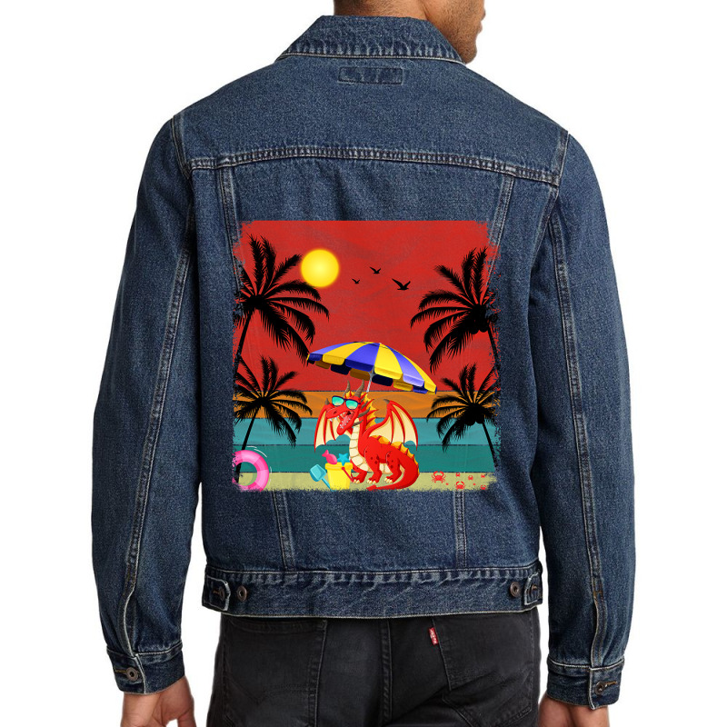 Beach Coconut Tree Retro Graphic Dragon Lover Summ Men Denim Jacket by whoretacarpal | Artistshot