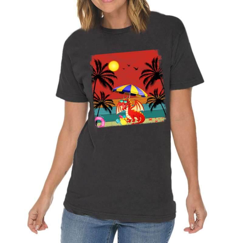 Beach Coconut Tree Retro Graphic Dragon Lover Summ Vintage T-Shirt by whoretacarpal | Artistshot