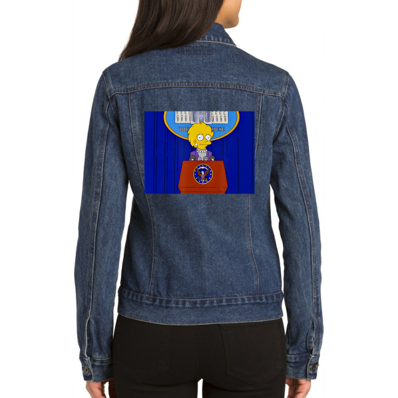 The Simpsons Lisa Simpson President Ladies Denim Jacket by longdanouj | Artistshot