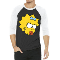 The Simpsons Maggie Simpson Angry Big Face 3/4 Sleeve Shirt | Artistshot