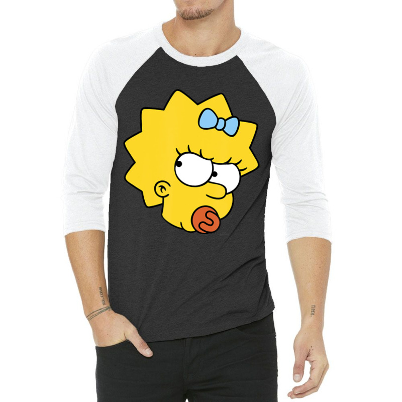 The Simpsons Maggie Simpson Angry Big Face 3/4 Sleeve Shirt by longdanouj | Artistshot