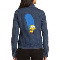 The Simpsons Marge Simpson Big Face Ladies Denim Jacket | Artistshot