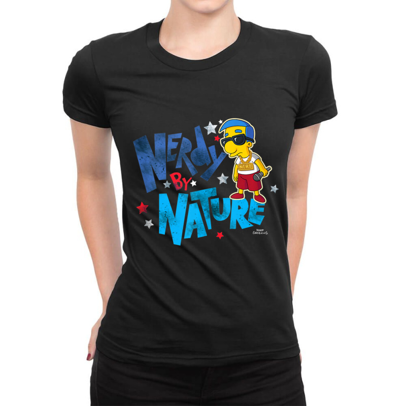 The Simpsons Milhouse Nerdy By Nature Ladies Fitted T-Shirt by longdanouj | Artistshot