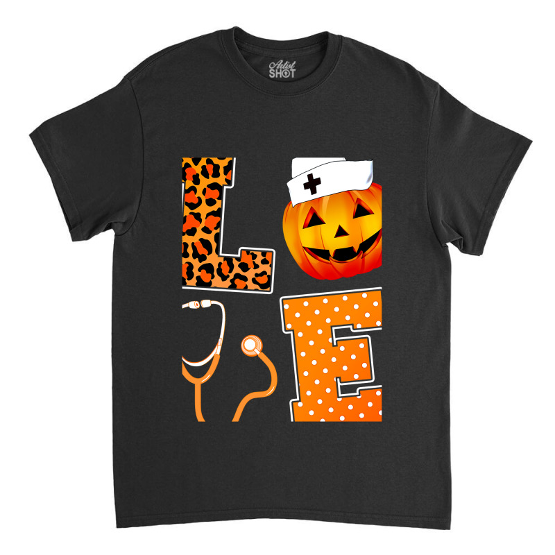 Leopard Love Halloween Pumpkin Fall Nurse Doctor G Classic T-shirt | Artistshot