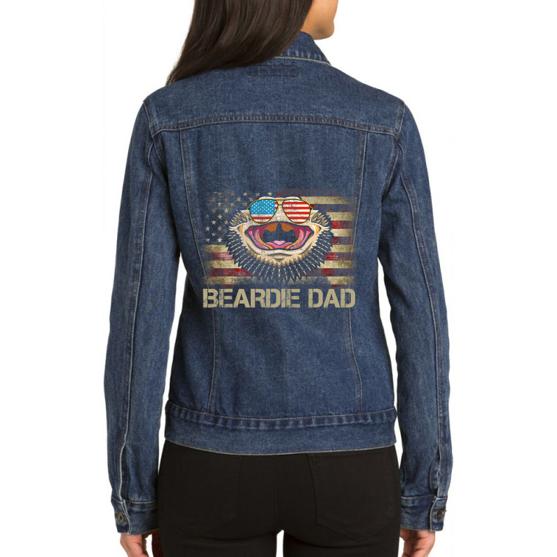 Mens Sunglasses Beardie Dad Flag American Bearded  Ladies Denim Jacket by whoretacarpal | Artistshot