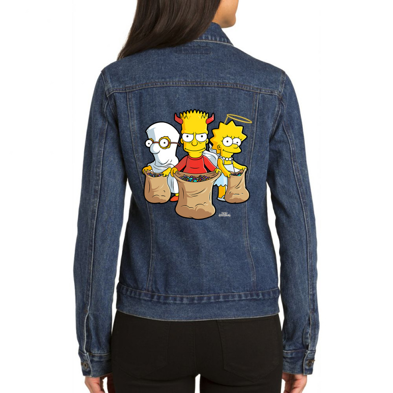 The Simpsons Trick Or Treat Treehouse Of Horror Ha Ladies Denim Jacket by home12 | Artistshot