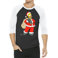 The Simpsons Santa Homer Holiday 3/4 Sleeve Shirt | Artistshot