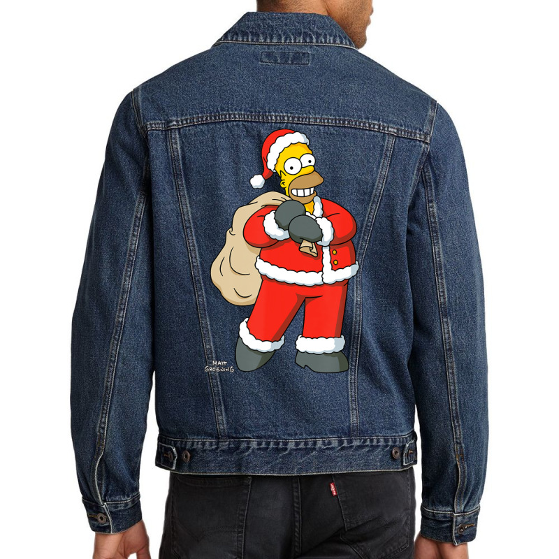 The Simpsons Santa Homer Holiday Men Denim Jacket by longdanouj | Artistshot