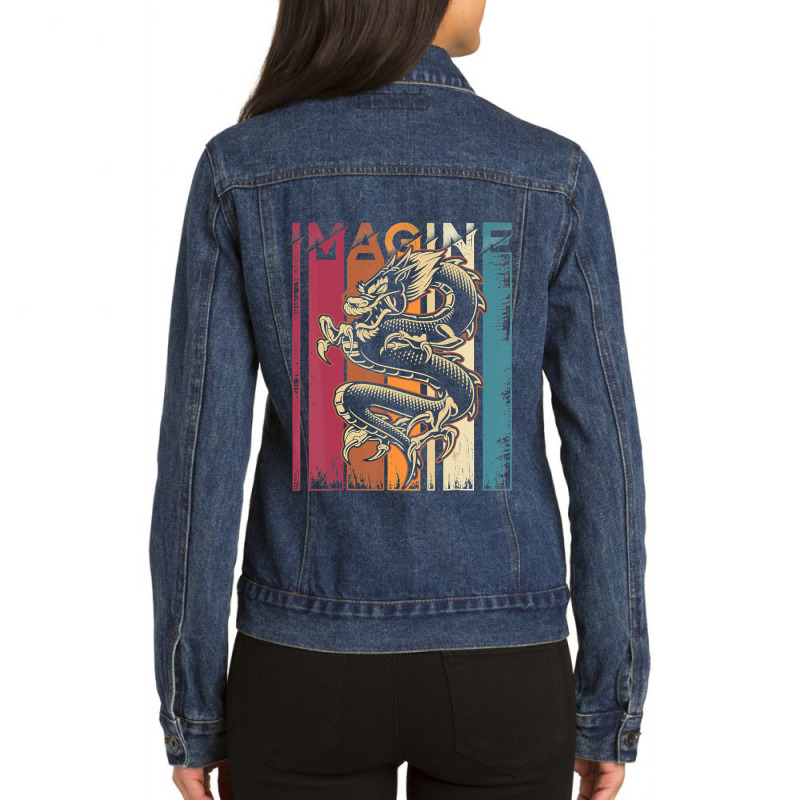 Fantasy Dragon Tattoo Style T Shirt 33 Ladies Denim Jacket by whoretacarpal | Artistshot