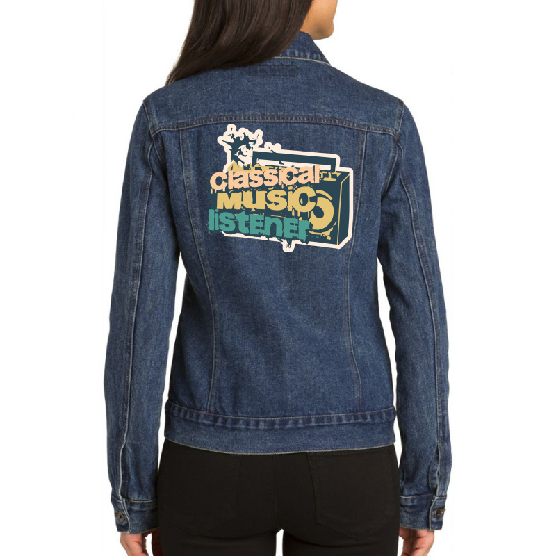 Radio Listening To Classical Music Ladies Denim Jacket by BahriStudio | Artistshot