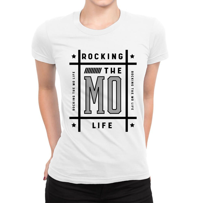 Cute Mother's Day Gift Mom Rocking The Mo Life Ladies Fitted T-Shirt by Diogo Calheiros | Artistshot