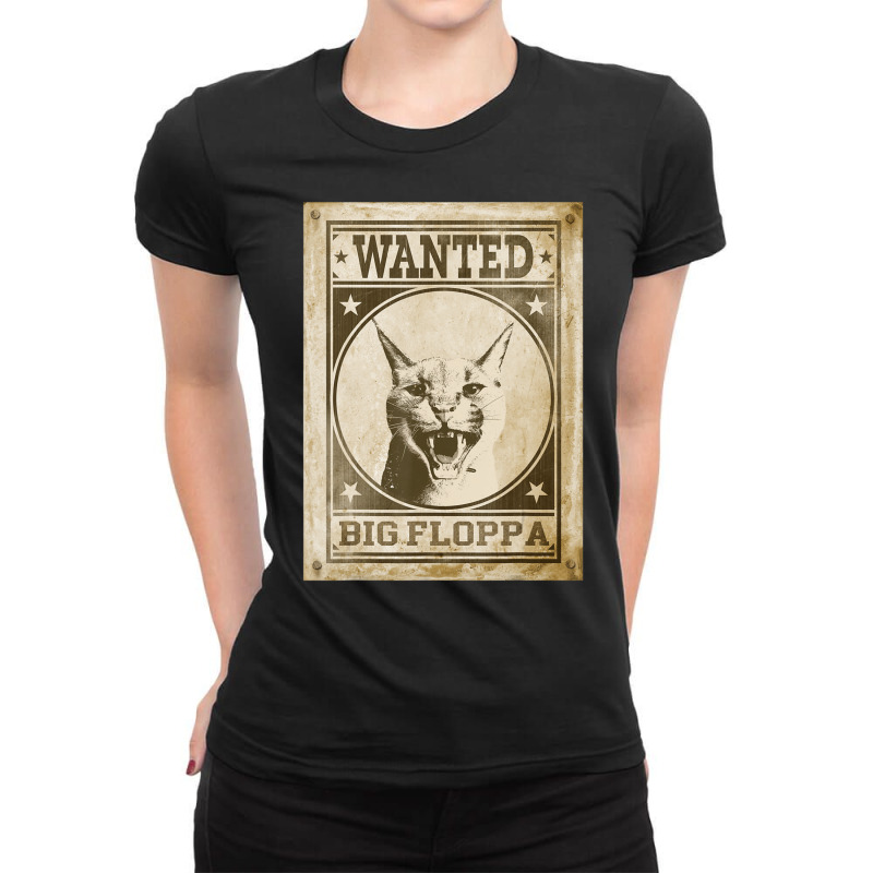 Big Floppa Cat Cute Caracal Cat Vintage Wanted Ladies Fitted T-Shirt by spannmargarettrgy | Artistshot