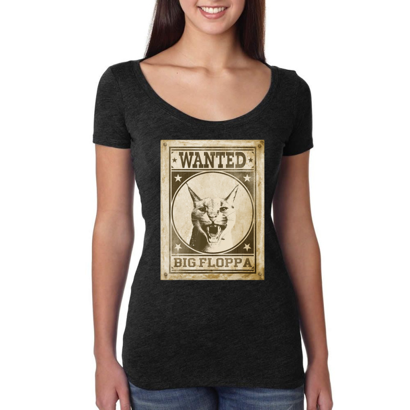 Big Floppa Cat Cute Caracal Cat Vintage Wanted Women's Triblend Scoop T-shirt by spannmargarettrgy | Artistshot