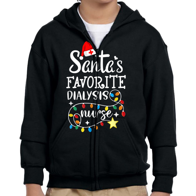 Merry Christmas Nurse Crew Santa's Favorite Dialys Youth Zipper Hoodie by voutsro | Artistshot