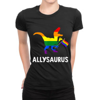 Allysaurus Trans Ally T Rex Dinosaur Gay Pride Par Ladies Fitted T-shirt | Artistshot