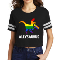 Allysaurus Trans Ally T Rex Dinosaur Gay Pride Par Scorecard Crop Tee | Artistshot