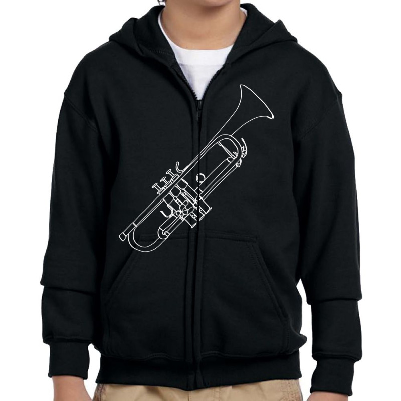 Trumpet Oneline Art   Trumpet Brass Instrument Tru Youth Zipper Hoodie by bonne | Artistshot