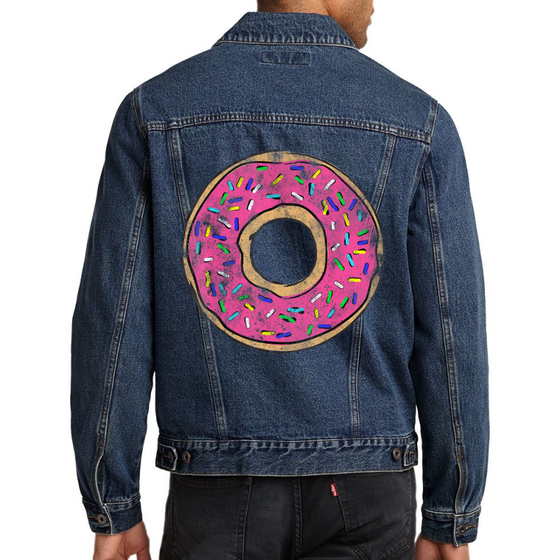 Vintage Big Pink Donu Colorful Sprinkles Doughnut Men Denim Jacket by longdanouj | Artistshot