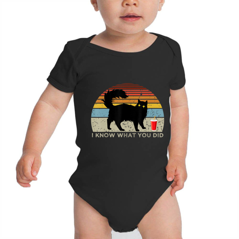 I Know What You Did Saying Retro Black Cat Red Cup Baby Bodysuit | Artistshot