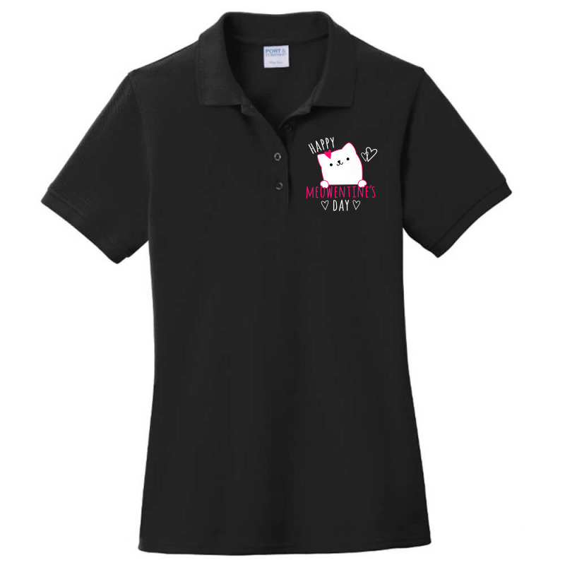 Happy Meowentine's Day Cat Lover Happy Valentines Ladies Polo Shirt by spannmargarettrgy | Artistshot