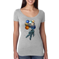 Astronaut Space Balloons Moon Mars Planets  Astron Women's Triblend Scoop T-shirt | Artistshot