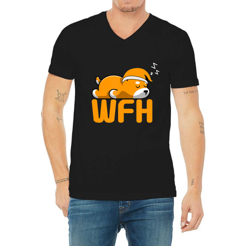 Work From Home Employee Sleepy & Sarcastic V-neck Tee | Artistshot