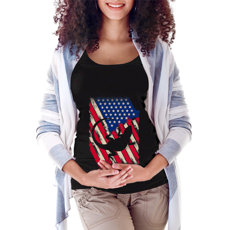 Funny America Bearded Dragon American Flag Happy 4 Maternity Scoop Neck T-shirt by whoretacarpal | Artistshot