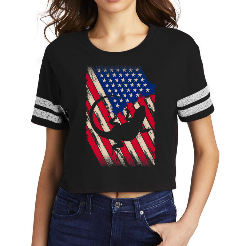 Funny America Bearded Dragon American Flag Happy 4 Scorecard Crop Tee by whoretacarpal | Artistshot