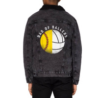 Dad Of Ballers Father Son Volleyball Softball Play Unisex Sherpa-lined Denim Jacket | Artistshot