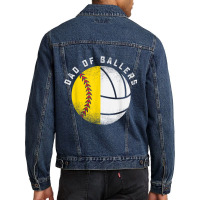 Dad Of Ballers Father Son Volleyball Softball Play Men Denim Jacket | Artistshot