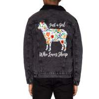 Just A Girl Who Loves Sheep Cute Funny Design For  Unisex Sherpa-lined Denim Jacket | Artistshot