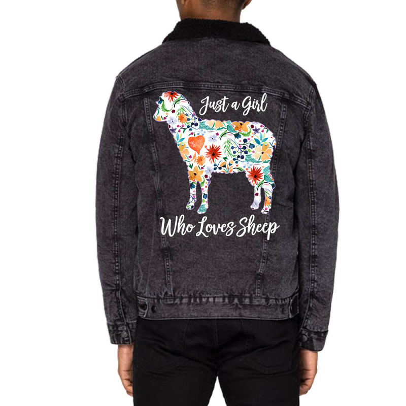 Just A Girl Who Loves Sheep Cute Funny Design For  Unisex Sherpa-lined Denim Jacket | Artistshot