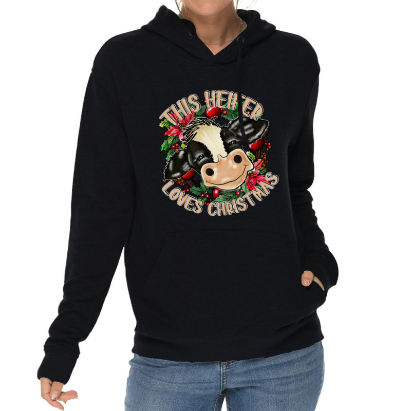 Cute Cow Heifer Christmas Mooey Christmas Lightweight Hoodie | Artistshot