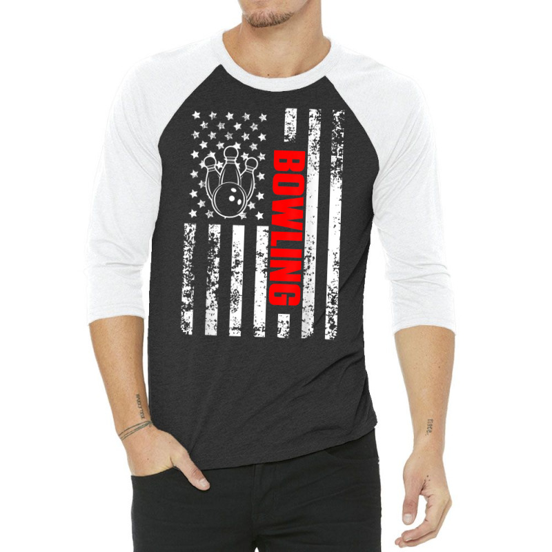 Strike Or Spare Us American Flag Sports Patriotic 3/4 Sleeve Shirt by voutsro | Artistshot