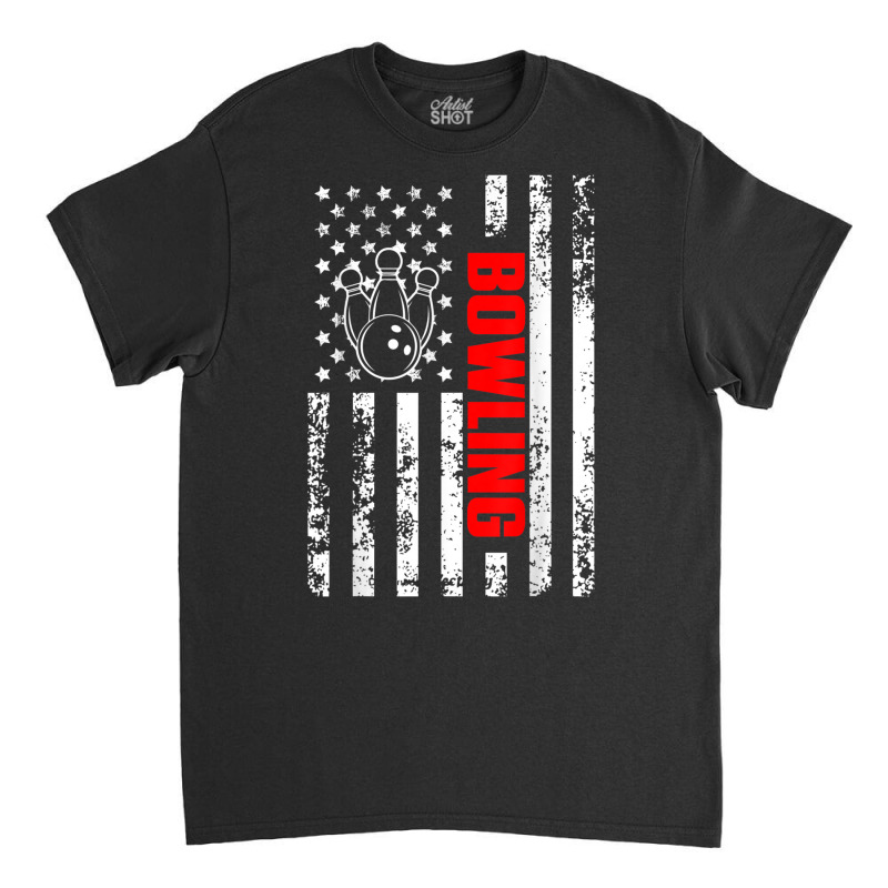 Strike Or Spare Us American Flag Sports Patriotic Classic T-shirt by voutsro | Artistshot