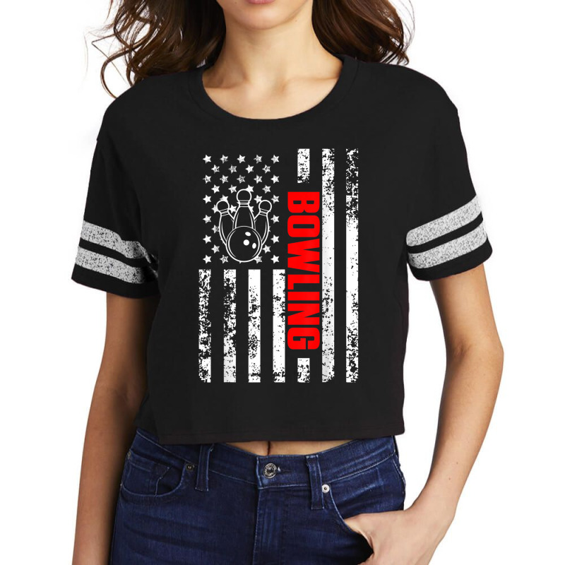 Strike Or Spare Us American Flag Sports Patriotic Scorecard Crop Tee by voutsro | Artistshot