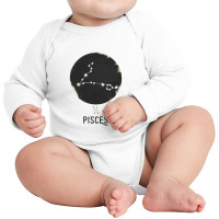 Minimal Pisces Zodiac Sign Long Sleeve Baby Bodysuit | Artistshot