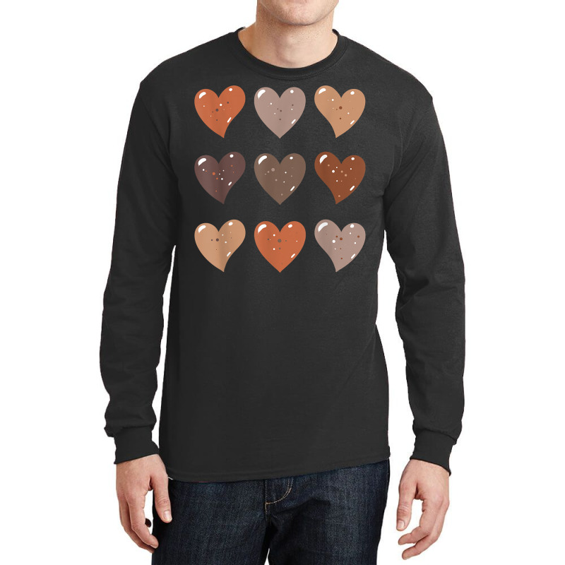 Melanin Skin Tone Hearts, Be Kind, Black History M Long Sleeve Shirts | Artistshot